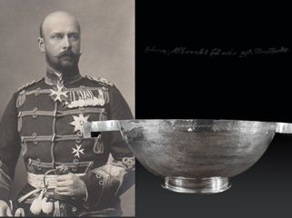 LARGE SILVER QUAICH PRESENTED BY THE DUKE AND DUCHESS OF MECKLENBURG