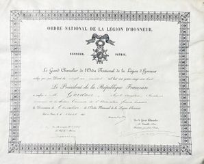 Knight in the Legion d'Honneur - 1898